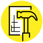 plans and hammer icon